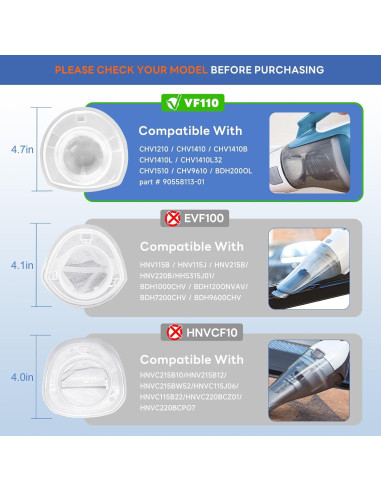 Paquete de 12 Filtros VF110 Aliddle para Aspiradora Black and Decker