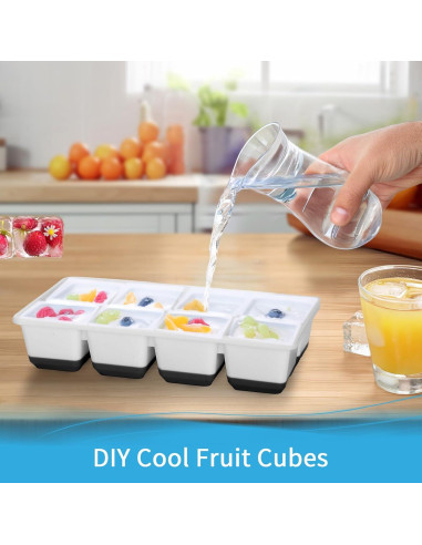 Bandejas de Hielo Grandes Jrisbo con Tapa - 2 Piezas, Silicona