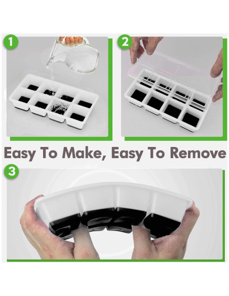 Bandejas de Hielo Grandes Jrisbo con Tapa - 2 Piezas, Silicona