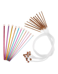Juego de Ganchillos Tunecinos 23 Pcs Luxiv 3-10mm Bambú y Aluminio