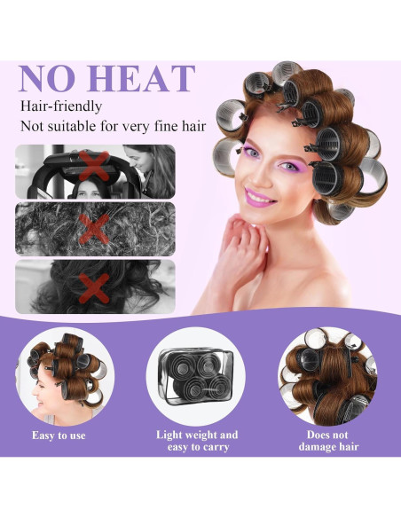 Set de 38 Rulos para Cabello Obeoby Sin Calor 2.5-6.0cm