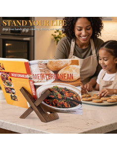 Soporte de Recetario PUERSI de Madera Rústica - Marrón 2