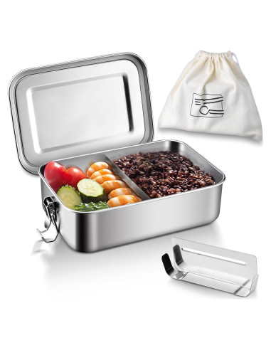 Caja Bento Acero Inoxidable HaWare 850ml con Divisores y Bolsa