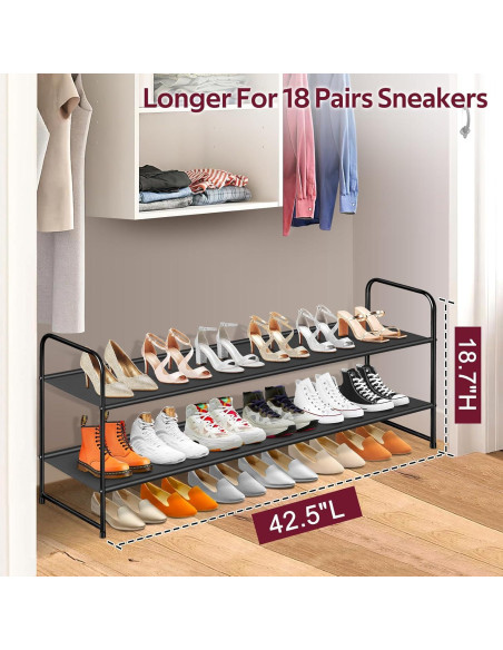 Organizador de Zapatos SLEEPING LAMB 2 Niveles Negro - Almacena 18 Pares