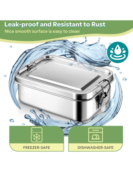 Caja Bento Acero Inoxidable HaWare 850ml con Divisores y Bolsa