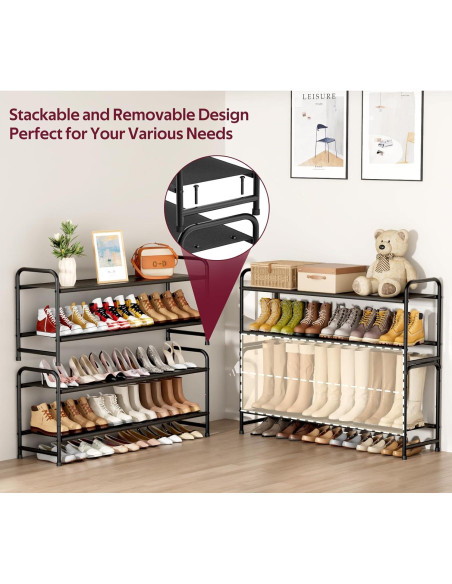 Organizador de Zapatos SLEEPING LAMB 2 Niveles Negro - Almacena 18 Pares