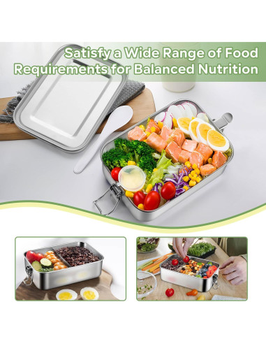 Caja Bento Acero Inoxidable HaWare 850ml con Divisores y Bolsa