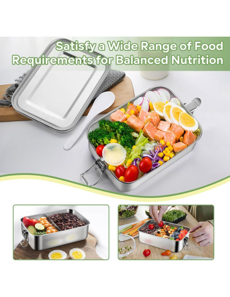 Caja Bento Acero Inoxidable HaWare 850ml con Divisores y Bolsa