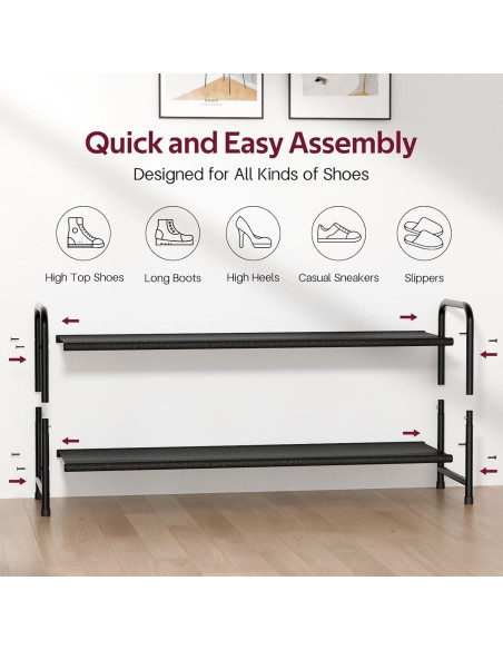 Organizador de Zapatos SLEEPING LAMB 2 Niveles Negro - Almacena 18 Pares