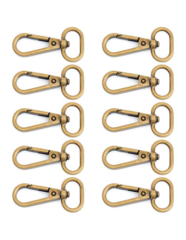 10 Ganchos de Snap Bronce Antiguo CRAFTMEMORE 2.54 cm con D-Ring