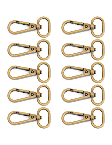 10 Ganchos de Snap Bronce Antiguo CRAFTMEMORE 2.54 cm con D-Ring