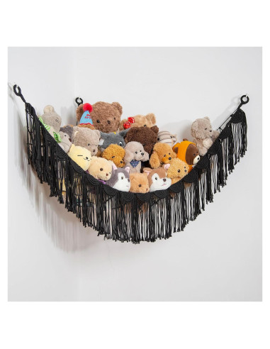 Hamaca Colgante de Peluche Amd Organizador Negro 101.6x152.4cm