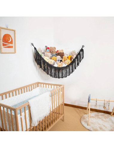 Hamaca Colgante de Peluche Amd Organizador Negro 101.6x152.4cm