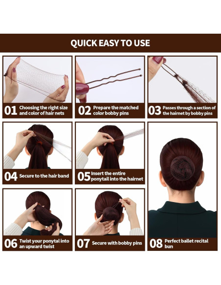 Conjunto de redes para cabello Teenitor - 40 redes y 80 horquillas