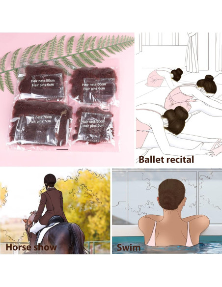 Conjunto de redes para cabello Teenitor - 40 redes y 80 horquillas