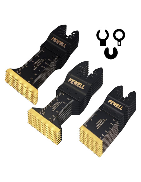 Cuchillas de Sierra Oscilante Titanio FEWELL 20 Piezas 3 Tipos