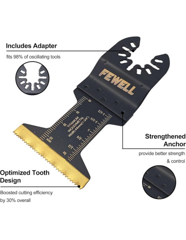 Cuchillas de Sierra Oscilante Titanio FEWELL 20 Piezas 3 Tipos