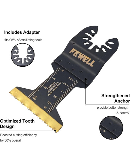 Cuchillas de Sierra Oscilante Titanio FEWELL 20 Piezas 3 Tipos