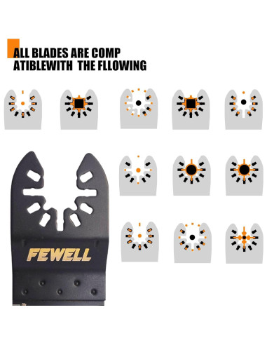 Cuchillas de Sierra Oscilante Titanio FEWELL 20 Piezas 3 Tipos