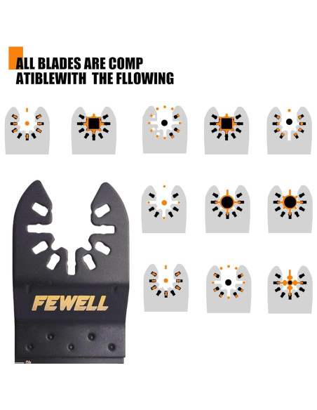 Cuchillas de Sierra Oscilante Titanio FEWELL 20 Piezas 3 Tipos