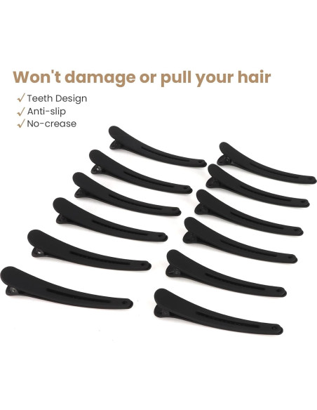 12 Clips de Cabello Negros YISSION para Estilizar y Seccionar