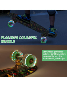 Patineta Completa Kqpoinw 22 cm para Niños con Ruedas LED 2