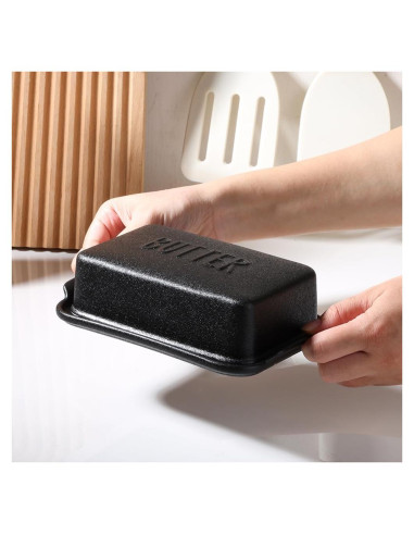 Plato de Mantequilla Cerámica Negro Pequeño 19x11.5cm