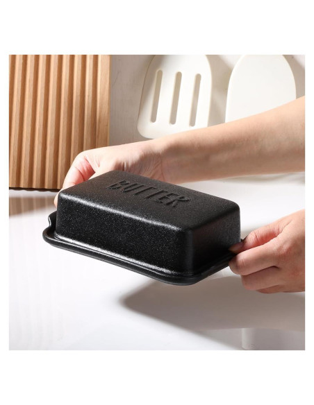 Plato de Mantequilla Cerámica Negro Pequeño 19x11.5cm