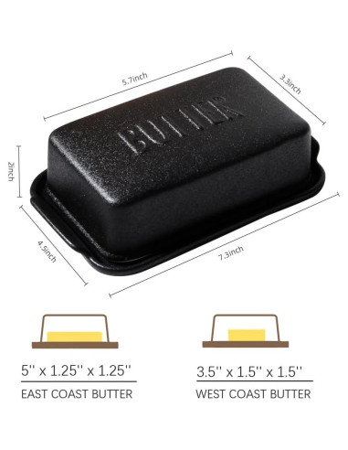 Plato de Mantequilla Cerámica Negro Pequeño 19x11.5cm