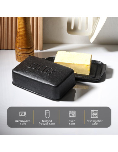 Plato de Mantequilla Cerámica Negro Pequeño 19x11.5cm