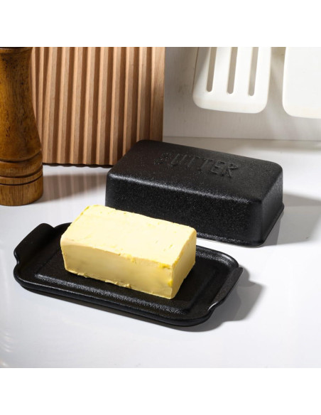 Plato de Mantequilla Cerámica Negro Pequeño 19x11.5cm