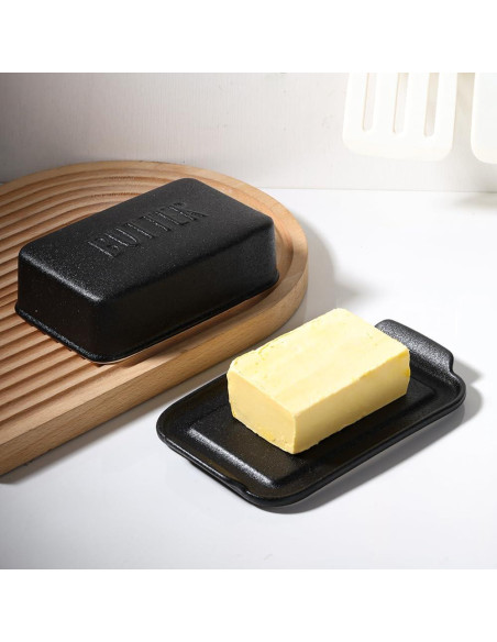 Plato de Mantequilla Cerámica Negro Pequeño 19x11.5cm