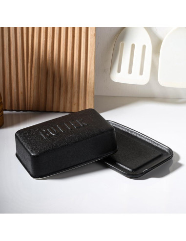 Plato de Mantequilla Cerámica Negro Pequeño 19x11.5cm