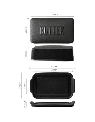 Plato de Mantequilla Cerámica Negro Pequeño 19x11.5cm