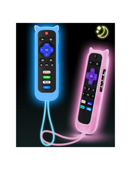 Funda de Silicona para Control Remoto Roku ONEBOM 2 Pack Brilla en la Oscuridad