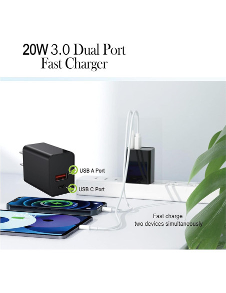 Cargador de pared USB C KOCORE 20W para iPhone y Apple Watch