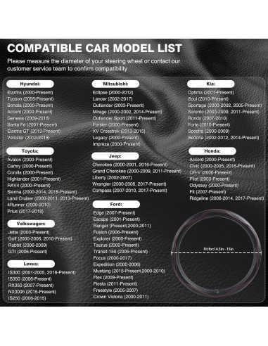 Cubierta de Volante de Cuero Beige PJBTYZ 14.5-15" Universal