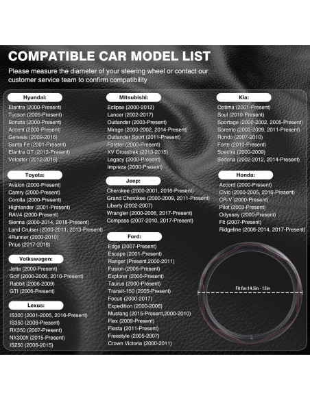 Cubierta de Volante de Cuero Beige PJBTYZ 14.5-15" Universal