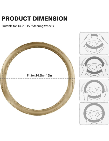 Cubierta de Volante de Cuero Beige PJBTYZ 14.5-15" Universal