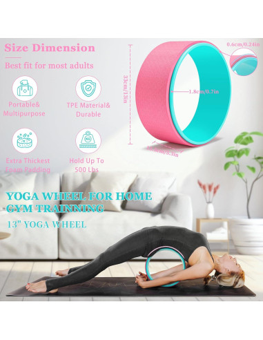 Juego de Rueda de Yoga HNCTINNO con Rodillo y Bloques