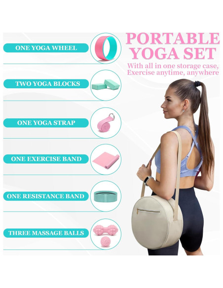 Juego de Rueda de Yoga HNCTINNO con Rodillo y Bloques