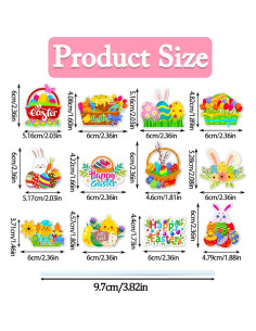 12 Adornos de Cupcake de Pascua HIYMDOIT - Conejos y Huevos 2