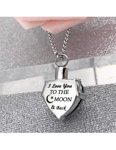 Collar de Urna para Cenizas YOUFENG Corazón Acero Inoxidable 60cm 2