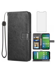 Funda de Cartera Asuwish para Cricket Vision Plus Negro