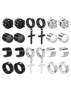 Pendientes Magnéticos Aroncent para Hombres - Acero Inoxidable, 10 Pares