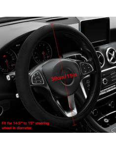 Cubierta de Volante de Terciopelo OTOSTAR 15" Universal Negro 2