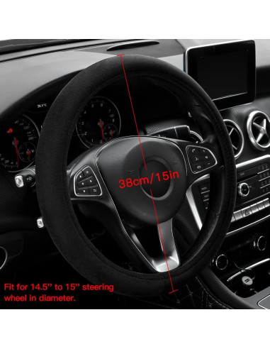 Cubierta de Volante de Terciopelo OTOSTAR 15" Universal Negro