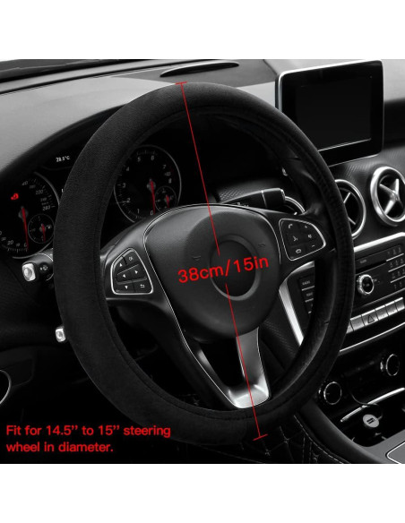 Cubierta de Volante de Terciopelo OTOSTAR 15" Universal Negro