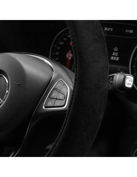 Cubierta de Volante de Terciopelo OTOSTAR 15" Universal Negro