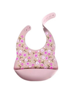 Babero de Silicona con Recogedor NurtureBloom Rosa Pálido